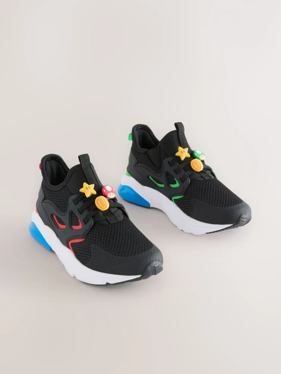 Sneakers*Next Zwart - Mario Elastische Vetersneakers