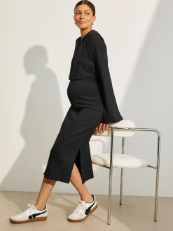 Moederschap*Next - Maternity Long Sleeve Nursing Shelf Dress Zwart