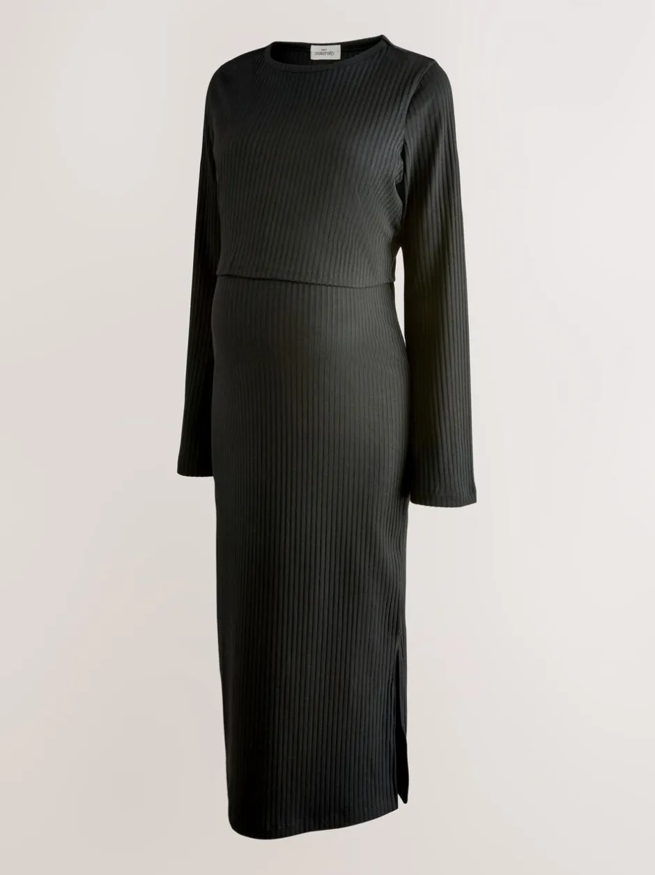 Moederschap*Next - Maternity Long Sleeve Nursing Shelf Dress Zwart