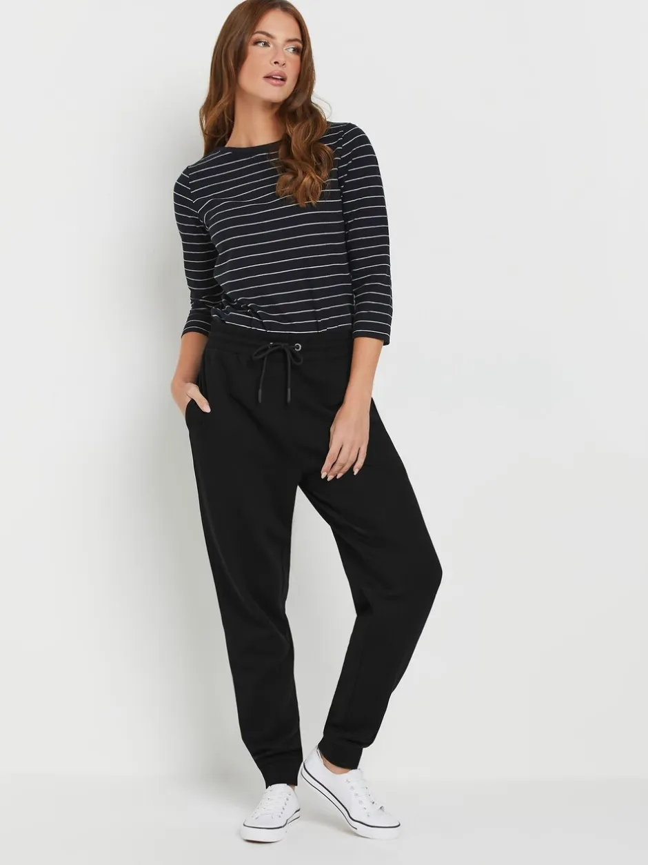 Leggings En Joggingbroeken|M&Co - joggingbroek met boorden en trekkoord Zwart