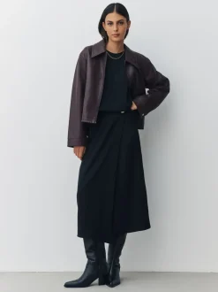 Rokken|Next Zwart - Midi-rok met overslag