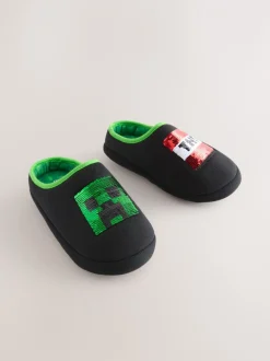 Pantoffels|Nachtkleding En Pyjama's|Next Zwart - Minecraft Flippy Sequin Slipper Mules