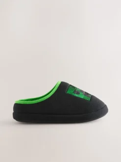 Pantoffels|Nachtkleding En Pyjama's|Next Zwart - Minecraft Flippy Sequin Slipper Mules