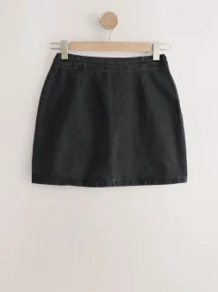 Rokken|Next Zwart - Mini denim rok met zandloper model