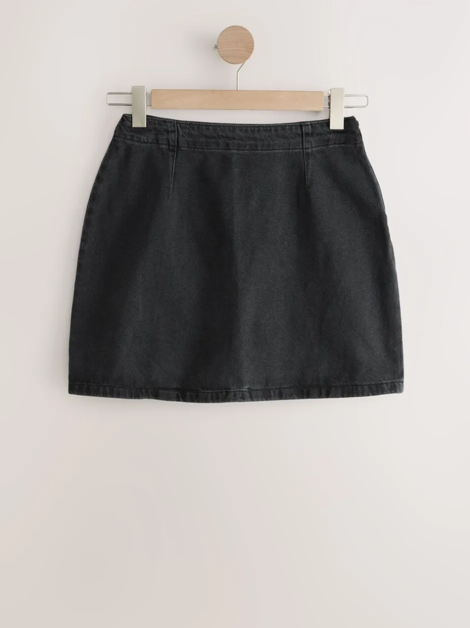 Rokken|Next Zwart - Mini denim rok met zandloper model