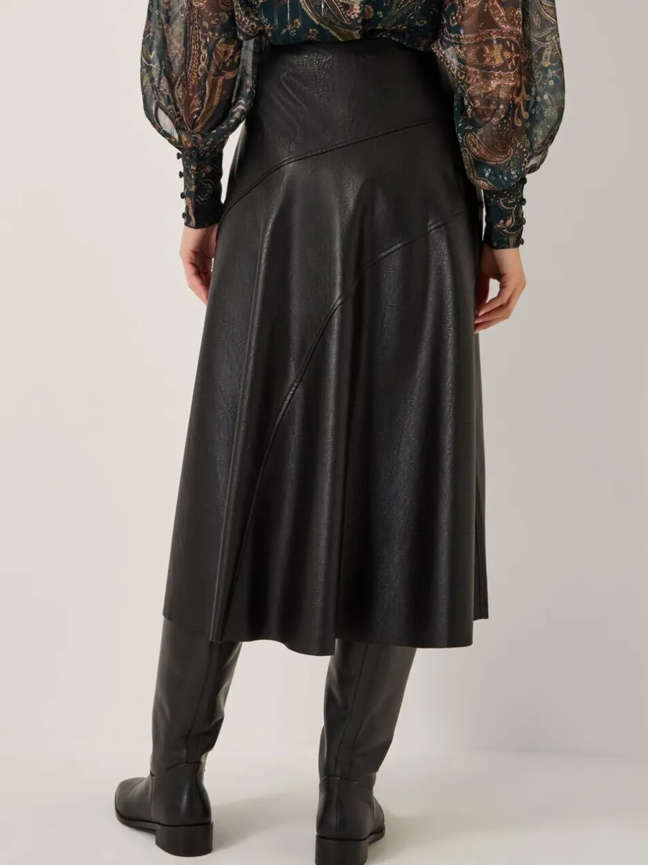 Rokken|Monsoon - Marnie Faux Leather Midi Skirt Zwart