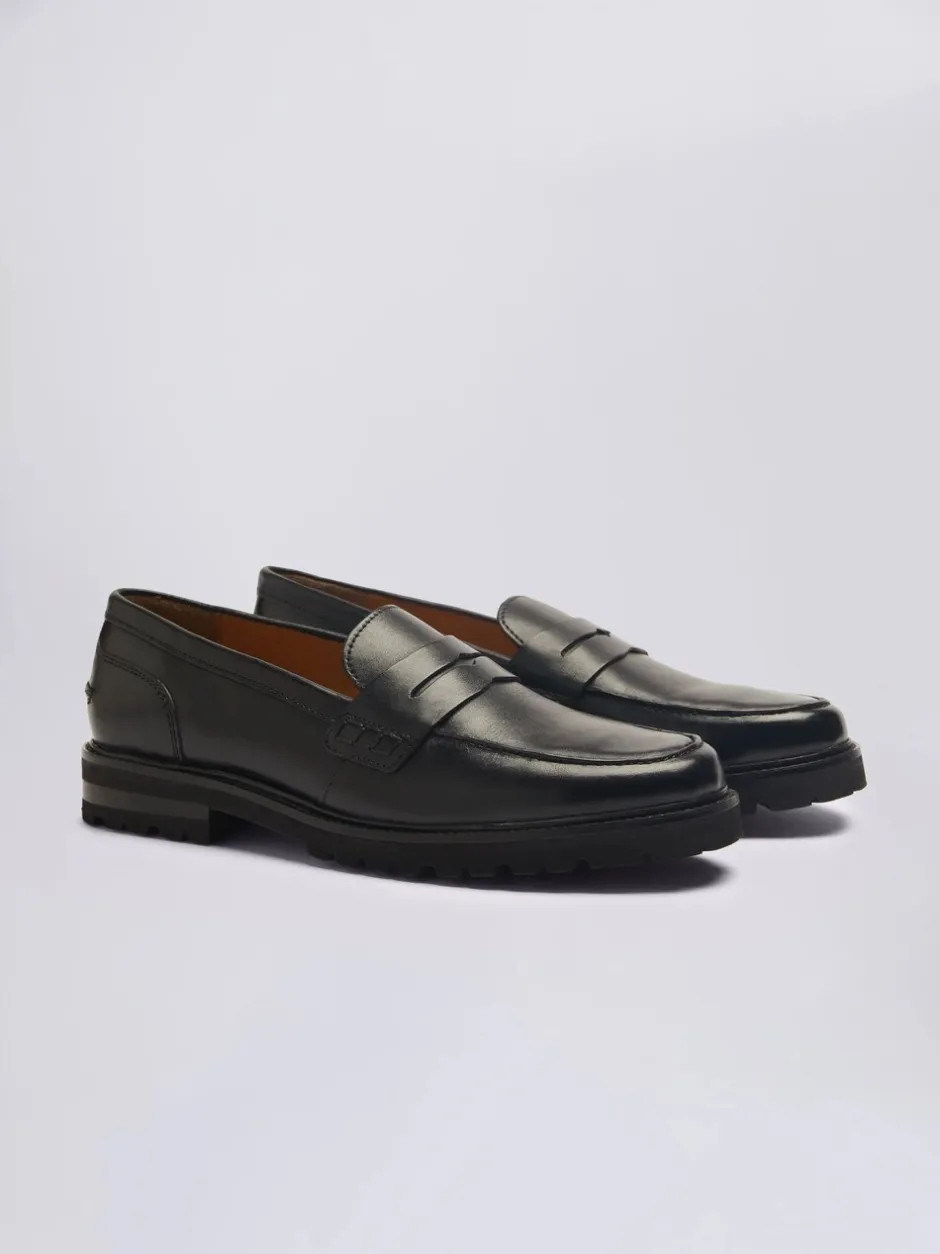 Formele Schoenen*MOSS - Camden instappers met dikke zool Zwart