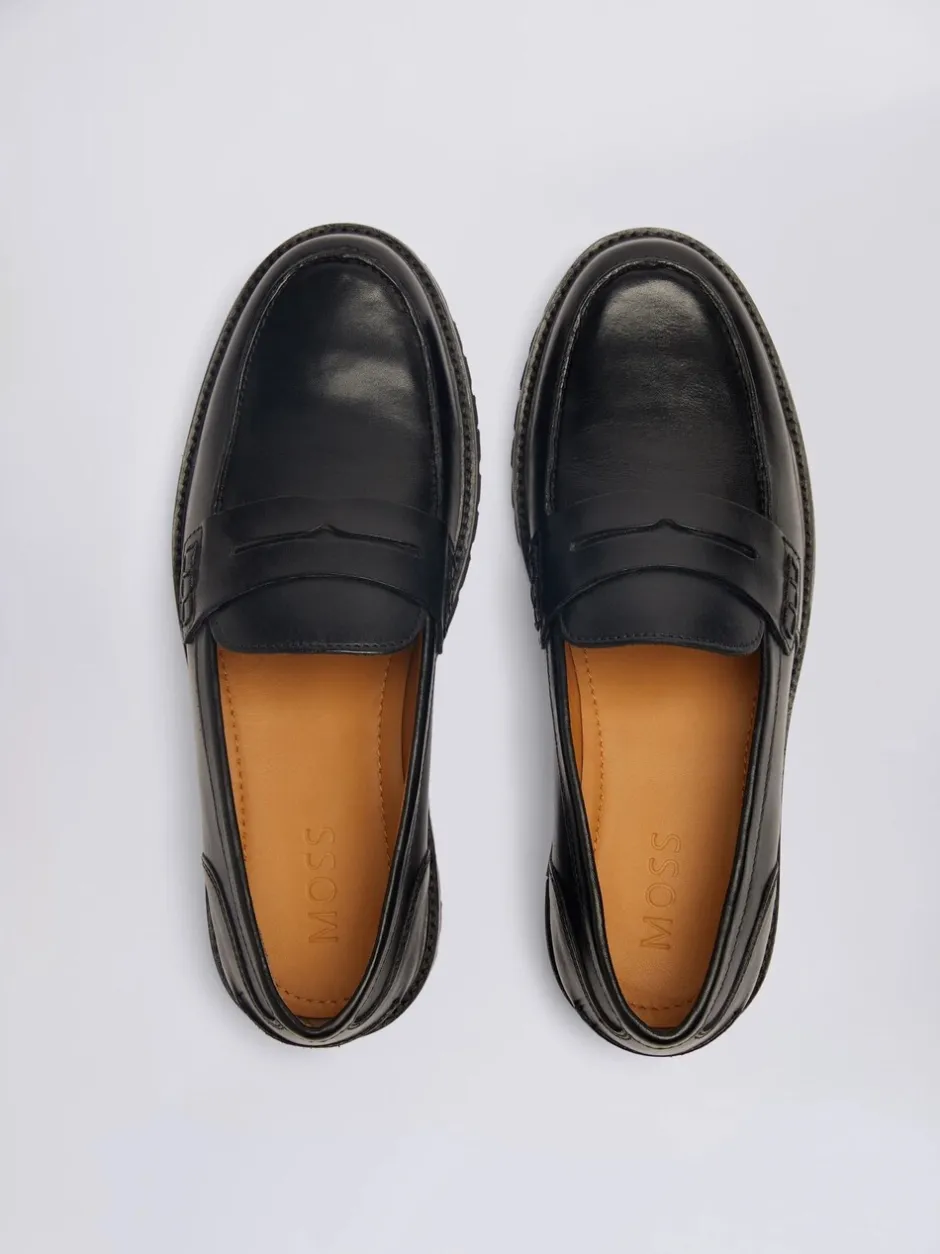 Formele Schoenen*MOSS - Camden instappers met dikke zool Zwart