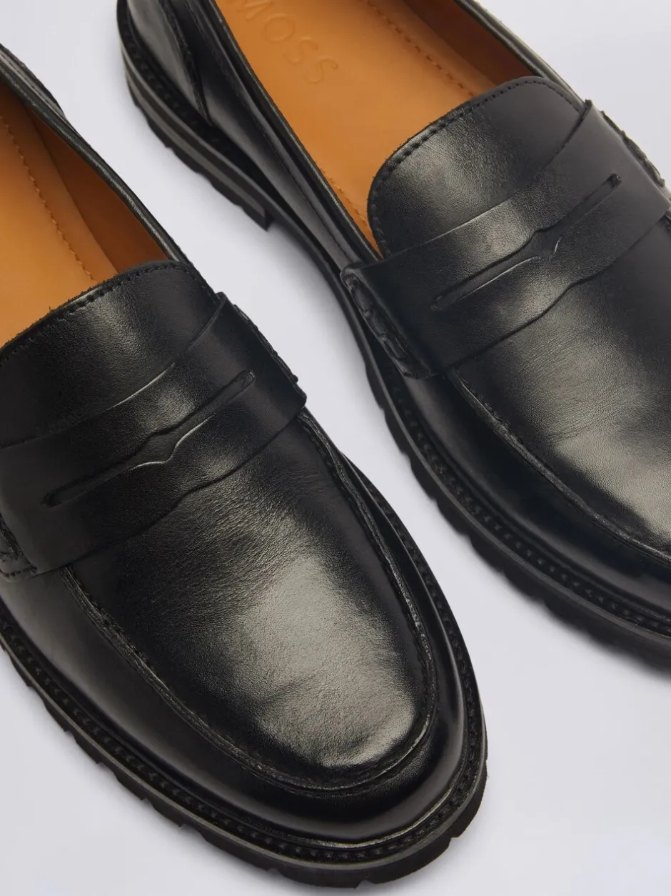 Formele Schoenen*MOSS - Camden instappers met dikke zool Zwart