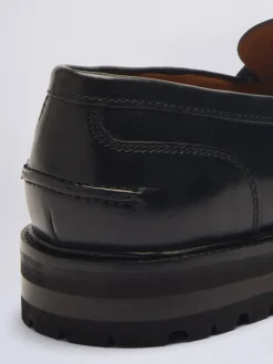 Formele Schoenen*MOSS - Camden instappers met dikke zool Zwart