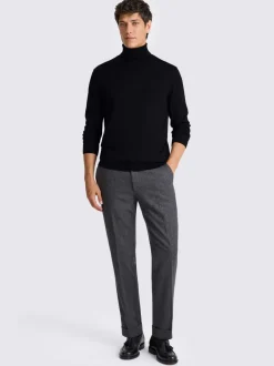 Gebreide Kleding*MOSS Zwart - Merino-Blend Roll Neck Jumper