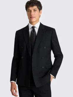 Blazers En Business-Jasjes|Pakken*MOSS - Slim Double Breasted Stretch Suit Jacket Zwart