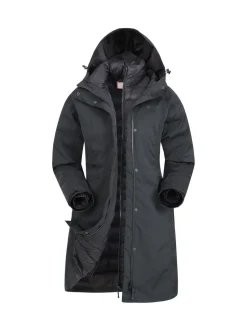 Sportkleding|Jassen En Jacks|Mountain Warehouse Zwart - Womens Alaskan 3-In-1 Waterproof Long Coat