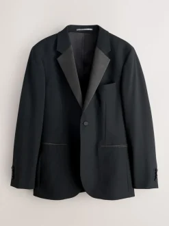 Smokings En Feestkleding*Next Zwart - Muscle Fit Motionflex Stretch Tuxedo Suit Jacket
