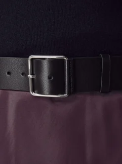 Ceintuurs|Next - N. Premium brede leren riem, Made in Italy Zwart