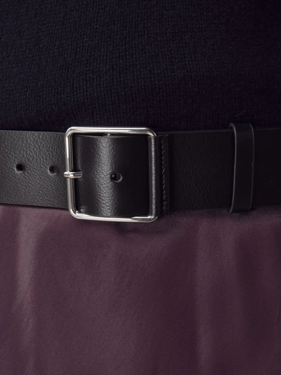 Ceintuurs|Next - N. Premium brede leren riem, Made in Italy Zwart