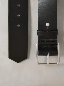 Ceintuurs|Next - N. Premium brede leren riem, Made in Italy Zwart