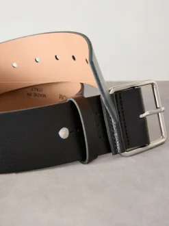 Ceintuurs|Next - N. Premium brede leren riem, Made in Italy Zwart