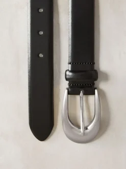 Ceintuurs*Next Zwart - N. Premium Made In Italië Plus-maten leren riem met gesp
