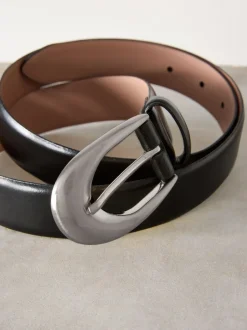 Ceintuurs*Next Zwart - N. Premium Made In Italië Plus-maten leren riem met gesp