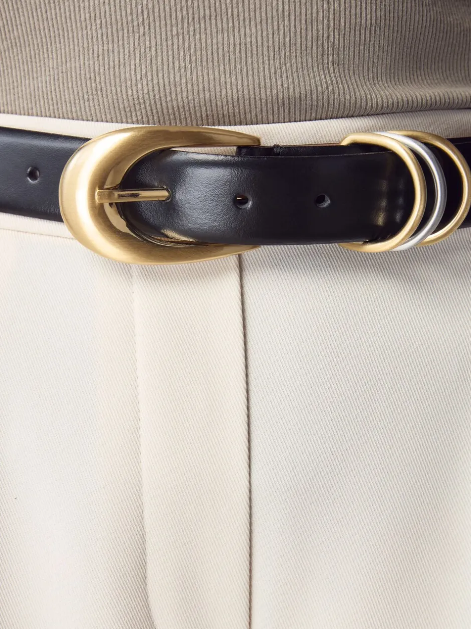 Ceintuurs|Next Zwart - N. Premium Made in Italië leren riem met meerdere ringen