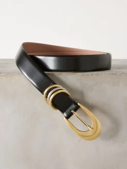Ceintuurs|Next Zwart - N. Premium Made in Italië leren riem met meerdere ringen