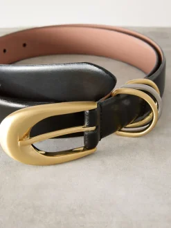 Ceintuurs|Next Zwart - N. Premium Made in Italië leren riem met meerdere ringen