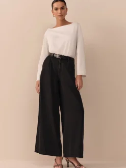Jeans|Next - N. Premium Palazzo-jeans met wijde pijpen Zwart