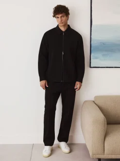 Formele Overhemden|Next - N. Premium Soft Touch Scuba Zip Through Shacket Zwart