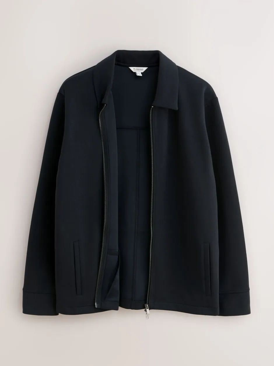 Formele Overhemden|Next - N. Premium Soft Touch Scuba Zip Through Shacket Zwart
