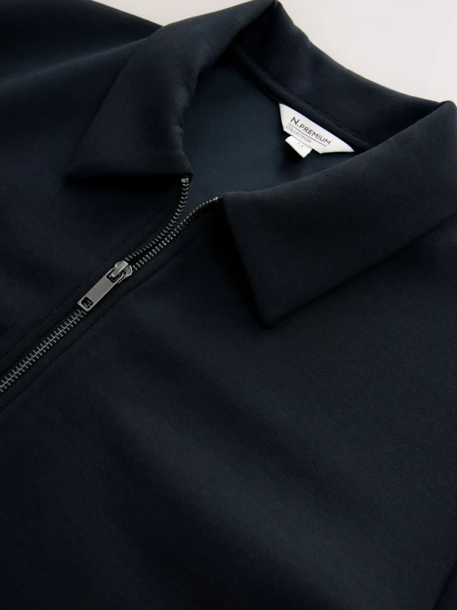 Formele Overhemden|Next - N. Premium Soft Touch Scuba Zip Through Shacket Zwart