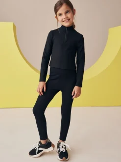 Broeken En Leggings*Next Zwart - Naadloze geribbelde leggings met hoge taille (3-16jaar)