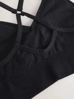 Beha's|Sportkleding|Next - Naadloze sportbeha met bandjes Zwart