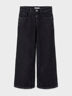 Jeans|Name It Zwart - jeans met wijde pijpen