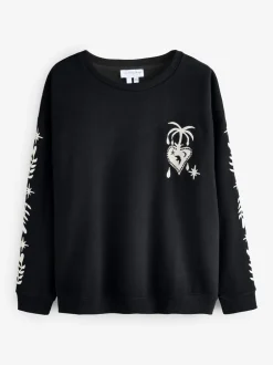 Hoody's En Sweatshirts*Never Fully Dressed Zwart - Embroidered Sweatshirt