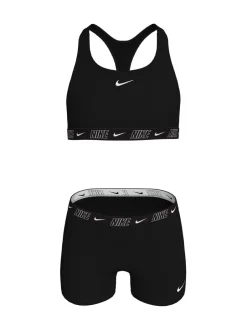 Badkleding|Nike - Bikini racerback short met logobies Zwart