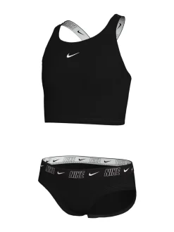 Badkleding|Nike - bikiniset met gekruiste bandjes en logobies Zwart