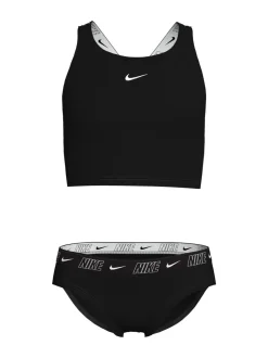Badkleding|Nike - bikiniset met gekruiste bandjes en logobies Zwart