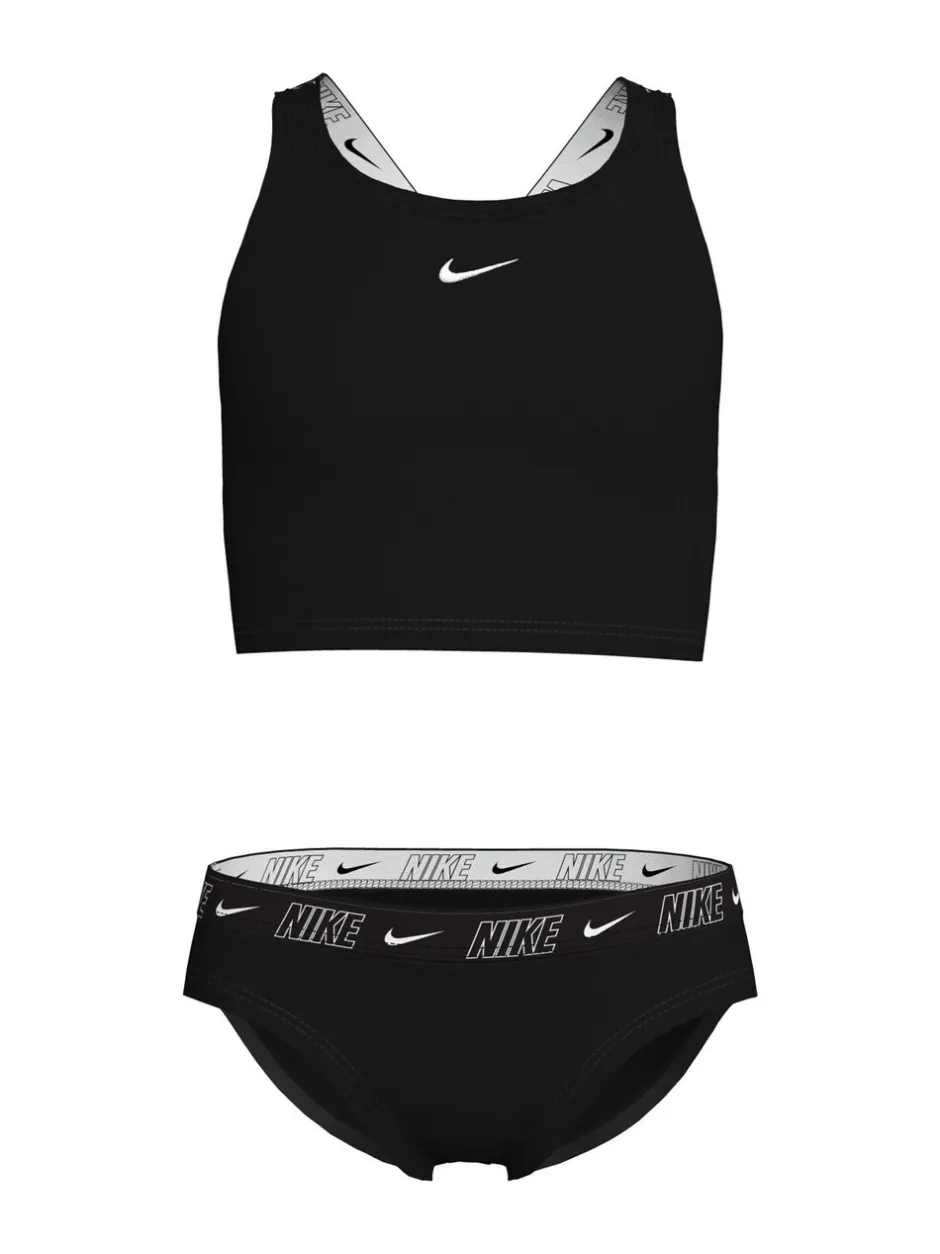 Badkleding|Nike - bikiniset met gekruiste bandjes en logobies Zwart
