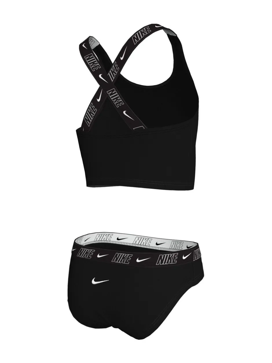 Badkleding|Nike - bikiniset met gekruiste bandjes en logobies Zwart