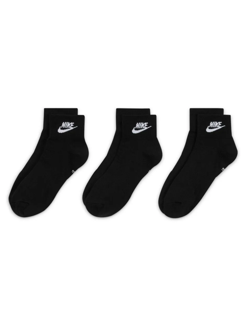 Sokken|Sokken|Nike - Everyday Essential Ankle 100% Cotton Socks 3 Pack Zwart