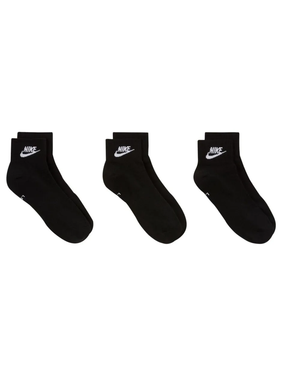Sokken|Sokken|Nike - Everyday Essential Ankle 100% Cotton Socks 3 Pack Zwart