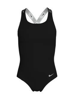 Badkleding*Nike - Logo Tape Crossback Zwempak 1 Stuk Zwart