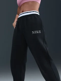 Leggings En Joggingbroeken|Nike - oversized Phoenix fleece joggingbroek met hoge taille en grafisch logo Zwart
