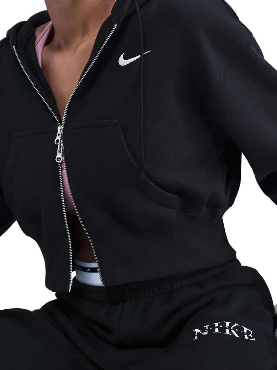 Leggings En Joggingbroeken|Nike - oversized Phoenix fleece joggingbroek met hoge taille en grafisch logo Zwart