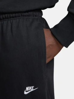 Joggingbroeken*Nike - Sportkleding Club gebreide joggingbroek met open zoom van 100% katoen Zwart