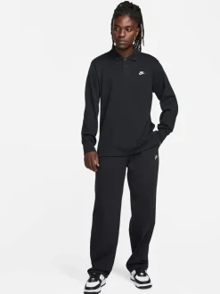 Joggingbroeken*Nike - Sportkleding Club gebreide joggingbroek met open zoom van 100% katoen Zwart