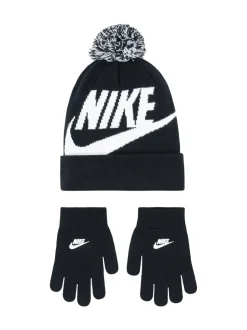 Mutsen, Handschoenen En Sjaals*Nike - Swoosh Pom Beanie and Glove Set Zwart