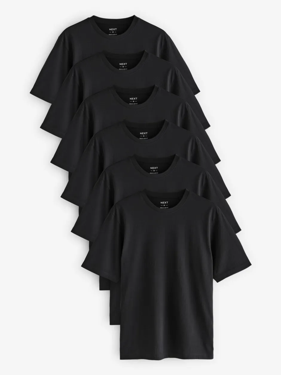T-Shirts En Hemden*Next Zwart - Normale Pasvorm - Essential katoenen T-shirts verpakking van 6