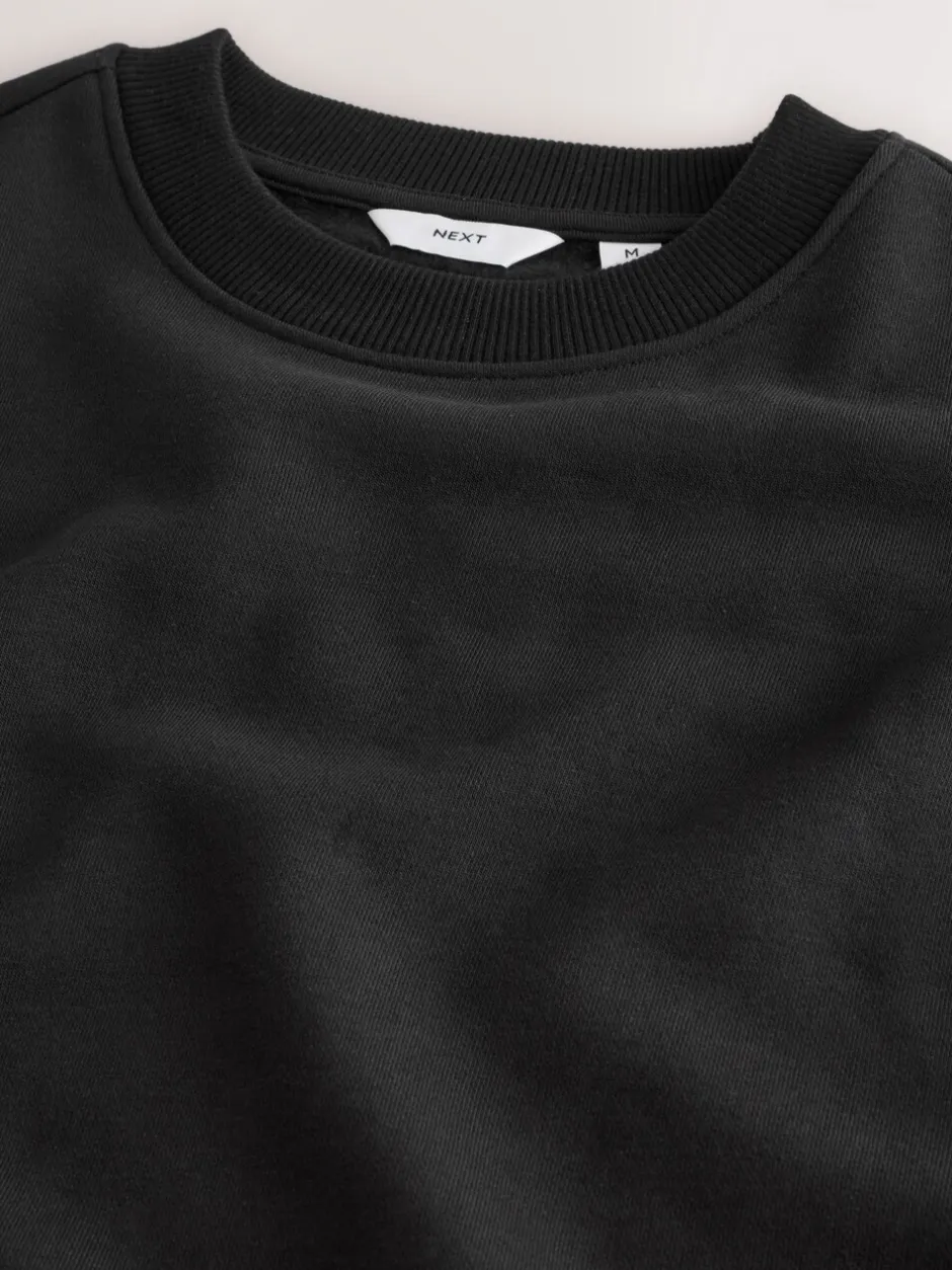 Sweaters En Hoody´S|Sweaters En Hoody´S|Next Zwart - Normale Pasvorm - Heavyweight Cotton Rich Crew Neck Sweatshirt